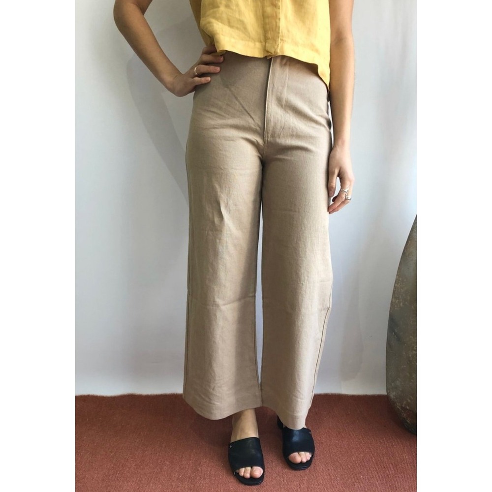 Assembly Label Vela Wide Leg Pant Cotton Canvas High Rise Tan Sand 8